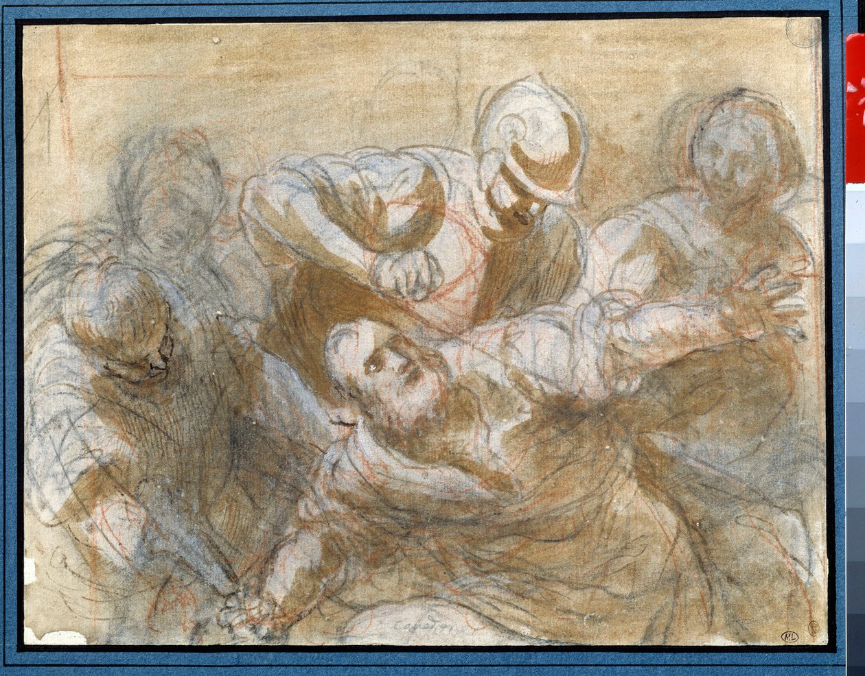 Samson uchwycony przez Filistynów Rysunek w brązowym tuszu i wash przez Giacomo Cavedone (1577-1660) Około 1614 r. nd. 0,20 x 0,27m Paryż. Muzeum w Luwrze autorstwa Giacomo Cavedone