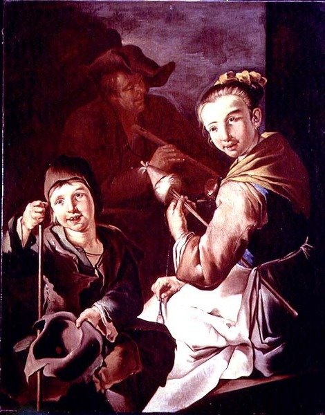 Prządka (olej na płótnie) autorstwa Giacomo Francesco Cipper
