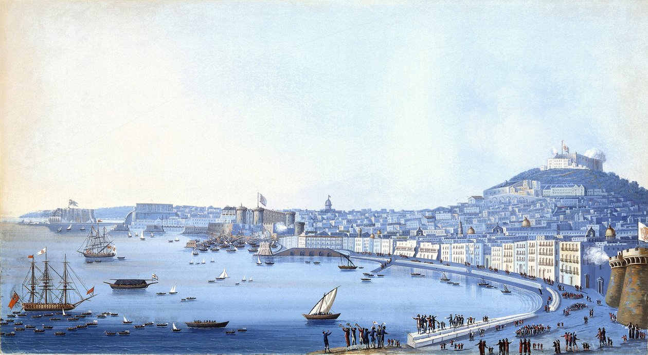 Przybycie kontradmirała Horatio Nelsona (1758-1805) do Neapolu (Włochy), 22 września autorstwa Giacomo Guardi