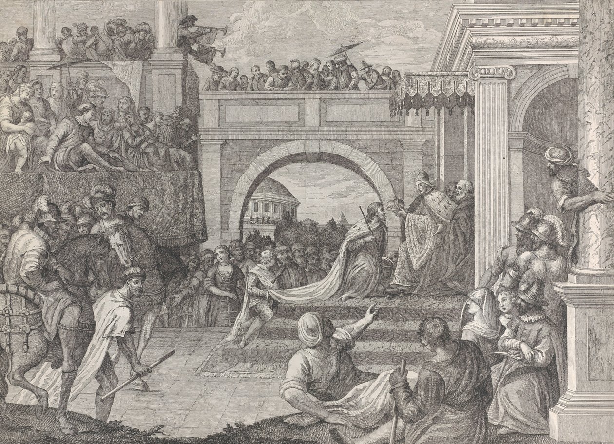 Doge Enrico Dandolo koronuje Baldovino na pierwszego cesarza Imperium Łacińskiego Konstan..., 1745-94. autorstwa Giacomo Leonardis