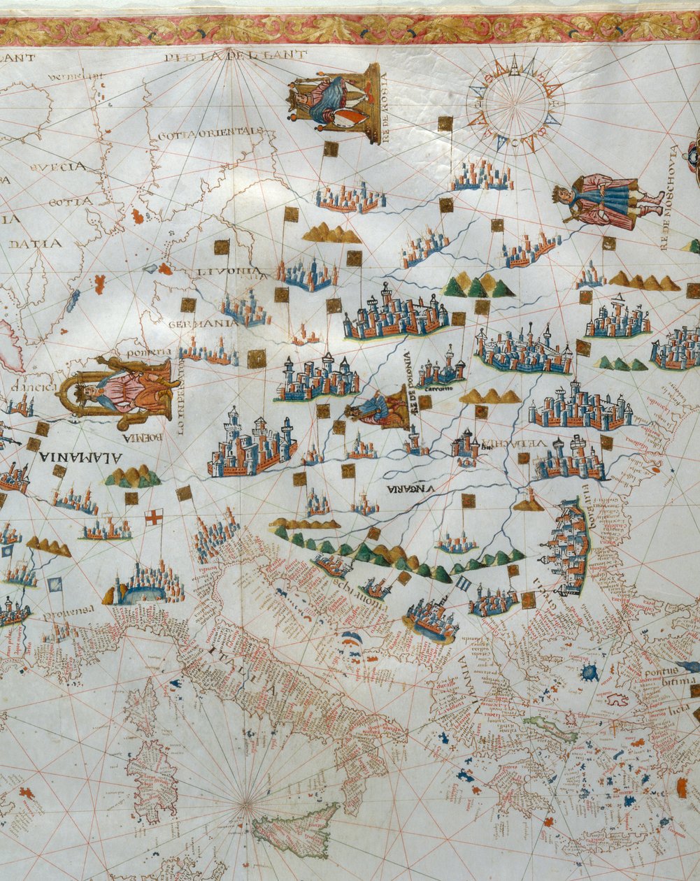 Mapa morska, szczegóły Europy Zachodniej, 1564 r. autorstwa Giacomo Maggiolo