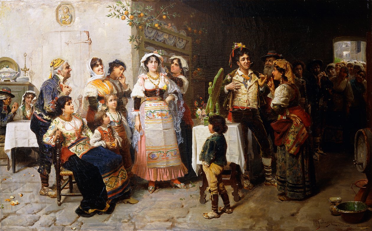 Przygotowania do ślubu, autorstwa Giacomo Mantegazza