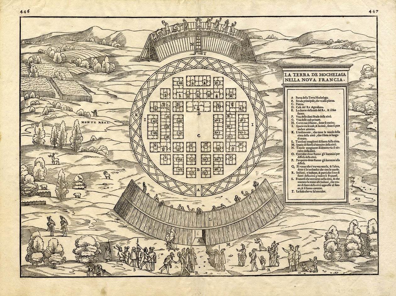 Kraina Hochelaga w Nowej Francji autorstwa Giacomo & Ramusio Giovanni Battista (1485-1557) Gastaldi