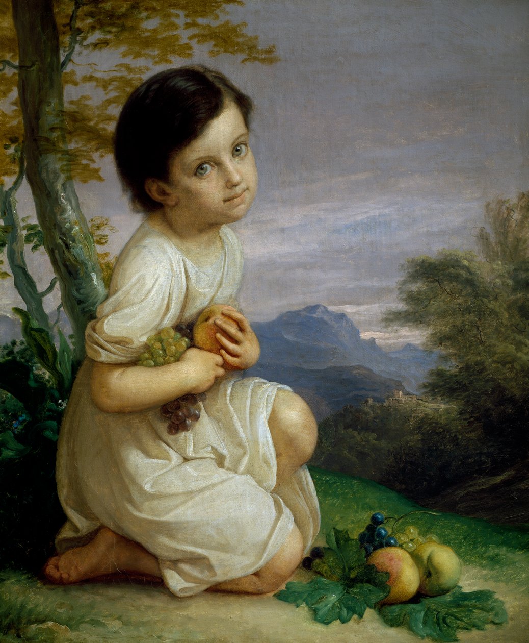Portret Leny Presti z owocami autorstwa Giacomo Trecourt