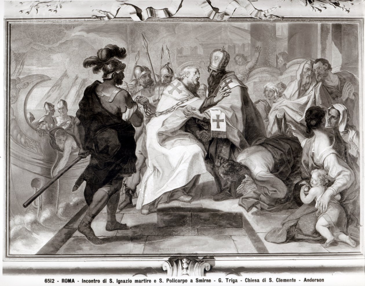 Spotkanie św. Ignacego z Antiochii (zm. 107 r.) i św. Polikarpa ze Smyrny (ok. 69-ok. 155 r.) autorstwa Giacomo Triga