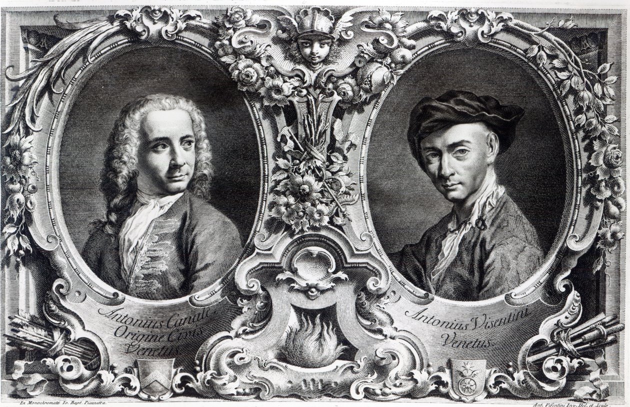 Canaletto i Antonio Visentini, wyryte przez Visentiniego autorstwa Giambattista Piazzetta