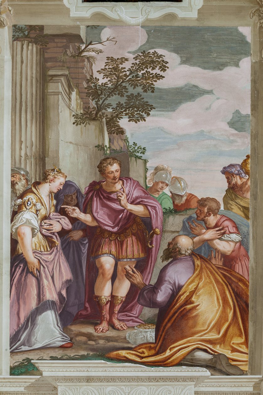 Łaskawość Scypiona, Sala Główna, c.1565 (fresk) autorstwa Giambattista Zelotti