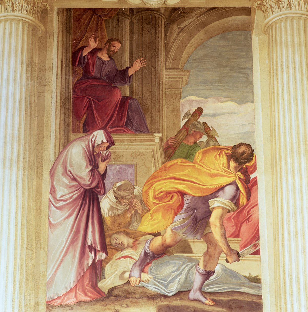 Morderstwo Dziewicy (fresk) autorstwa Giambattista (1526 78) Zelotti