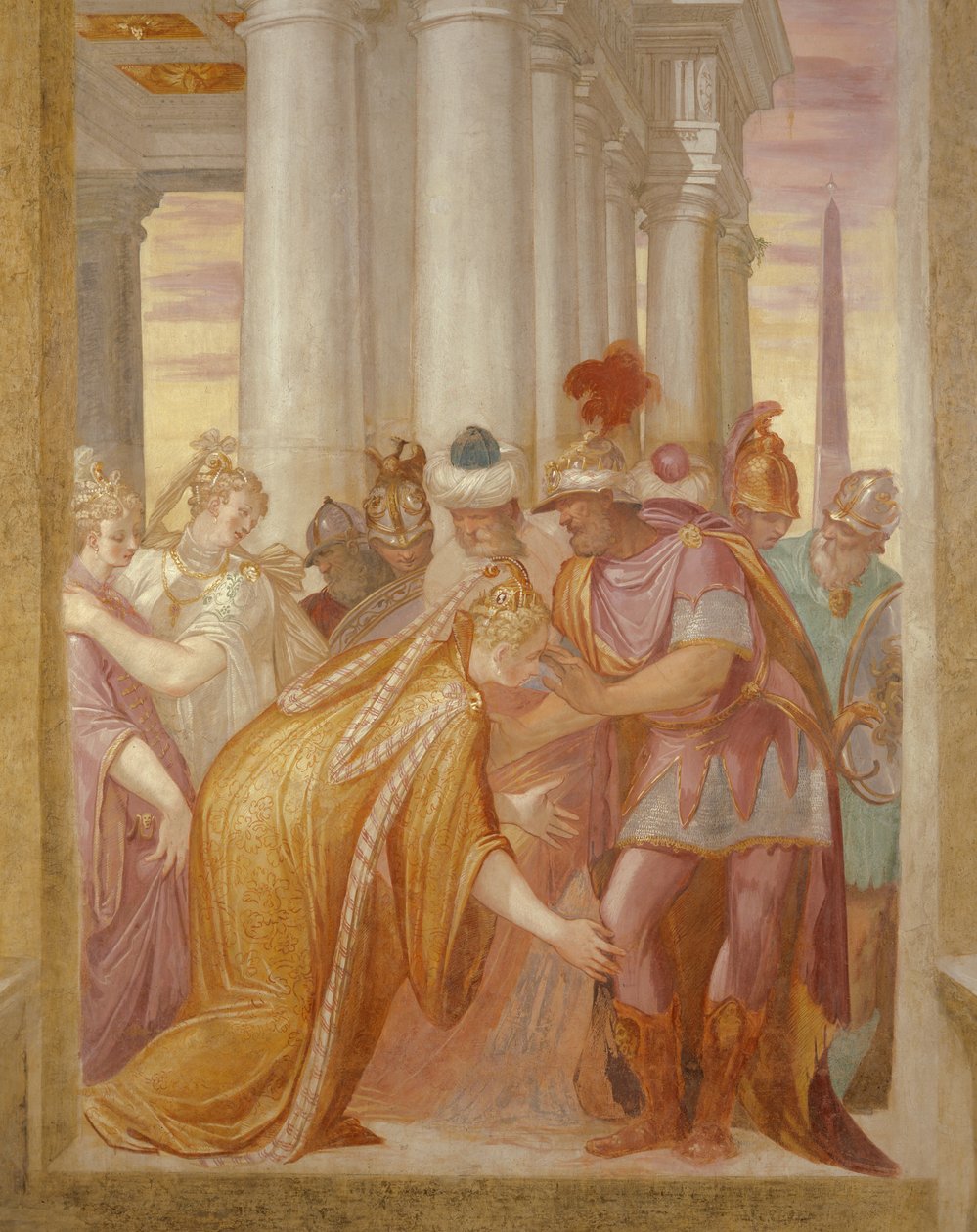 Centralna ściana przedstawiająca Sophonisbę proszącą o pomoc do Massinissa autorstwa Giambattista 1526 78 Zelotti
