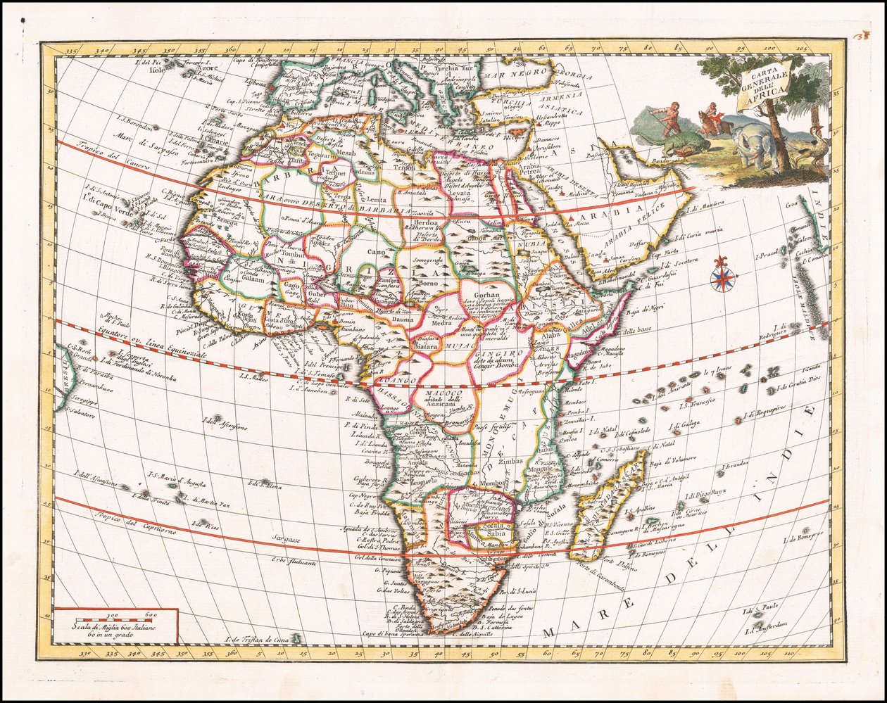 Mapa Afryki z 1740 r. autorstwa Giambattisty Albrizziego autorstwa Giambattista Albrizzi
