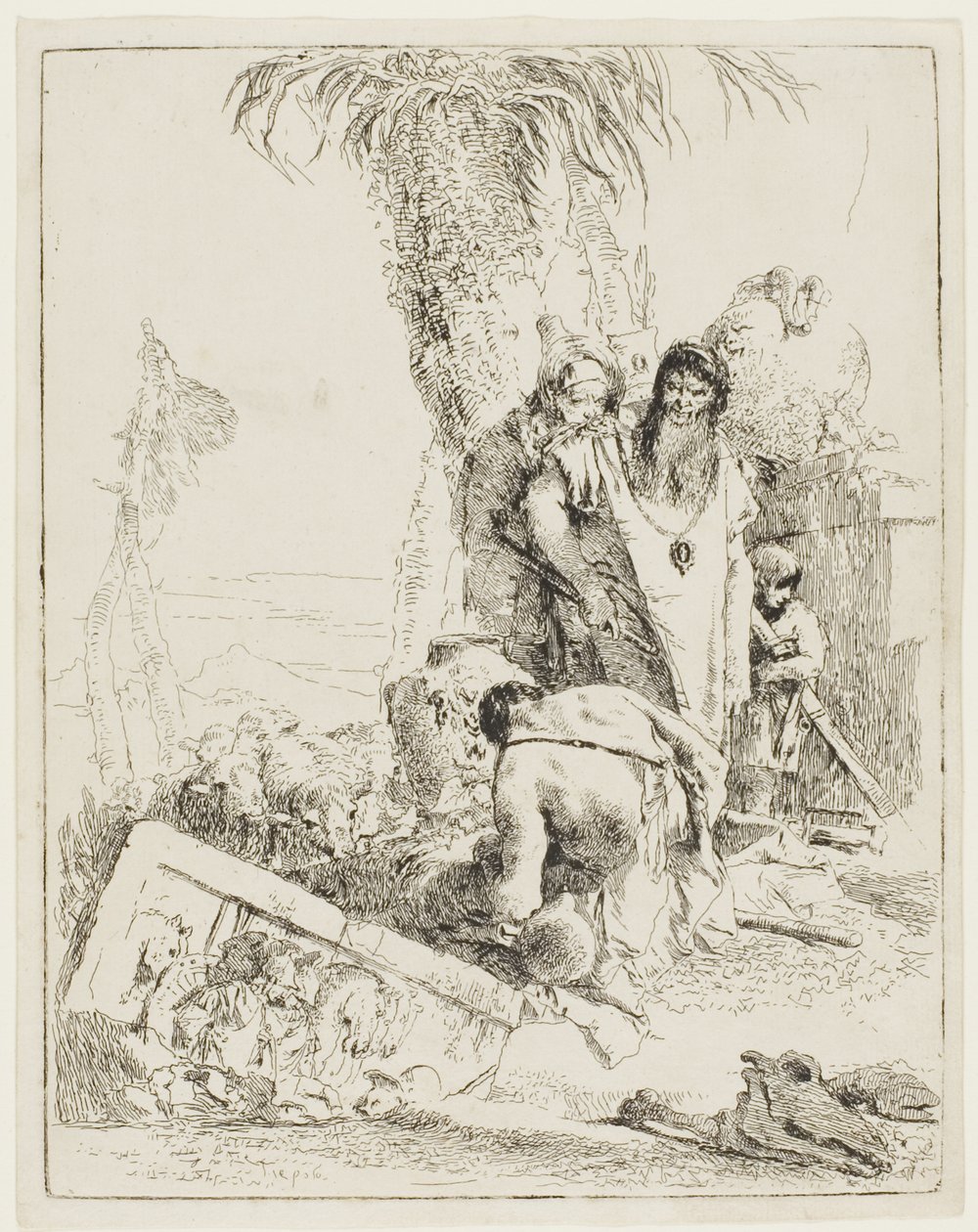 Pasterz z dwoma magami, z Scherzi autorstwa Giambattista Tiepolo