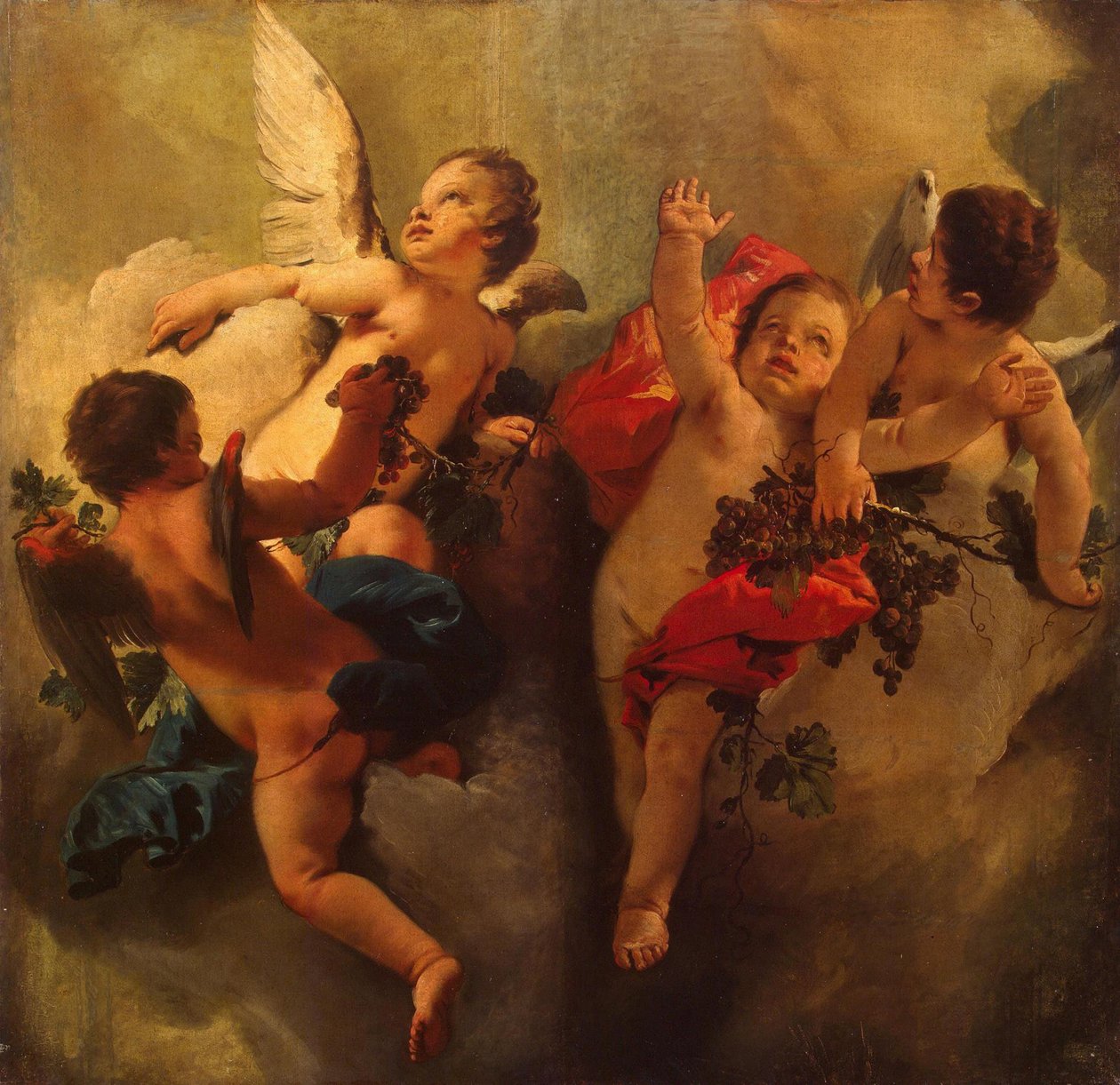 Amorki z winogronami. Seria Cztery pory roku, lata czterdzieste XVIII wieku. autorstwa Giambattista Tiepolo