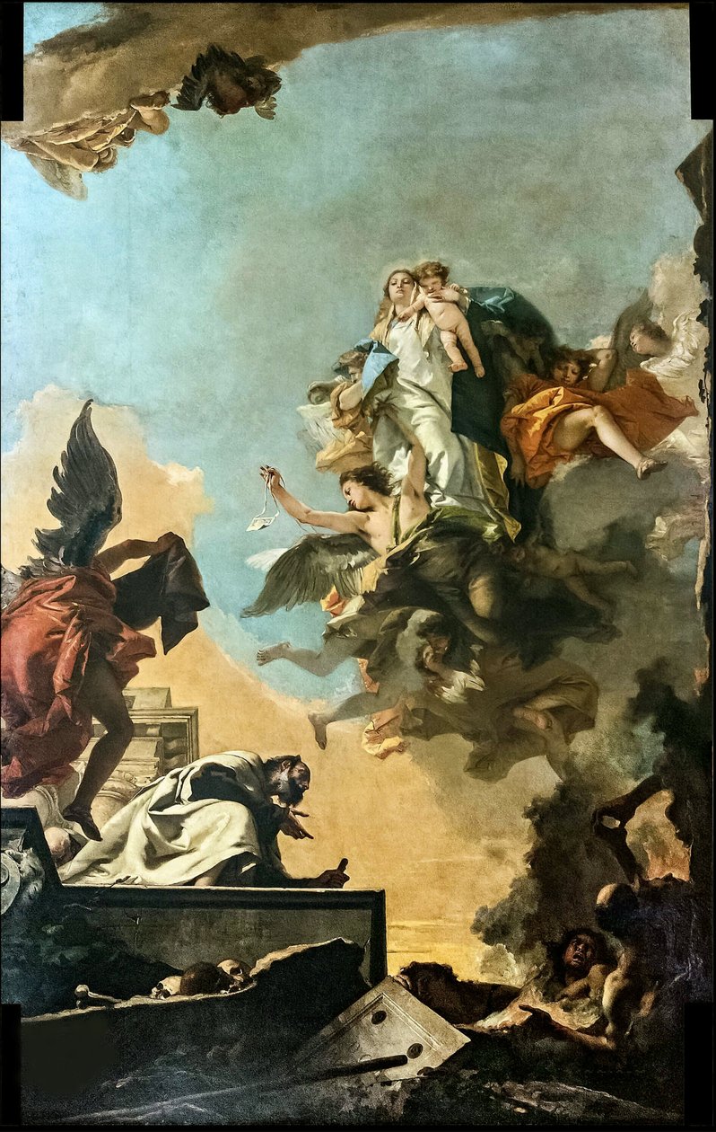 Matka Boża z Karmelu dająca szkaplerz św. Szymonowi Stock, 1749. autorstwa Giambattista Tiepolo