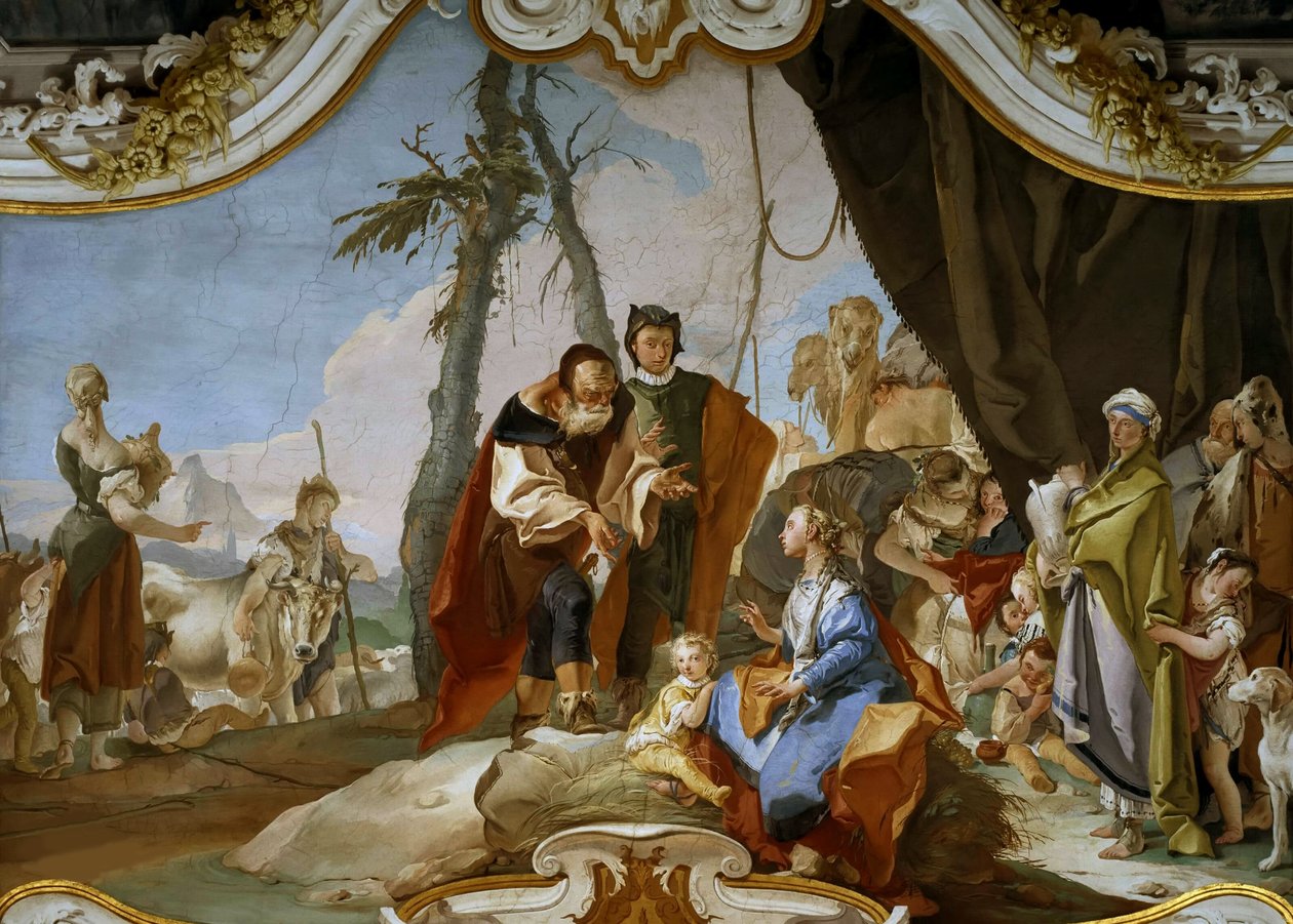 Rachela ukrywająca Terafina przed swoim ojcem Labanem, ok. 1728 r. autorstwa Giambattista Tiepolo
