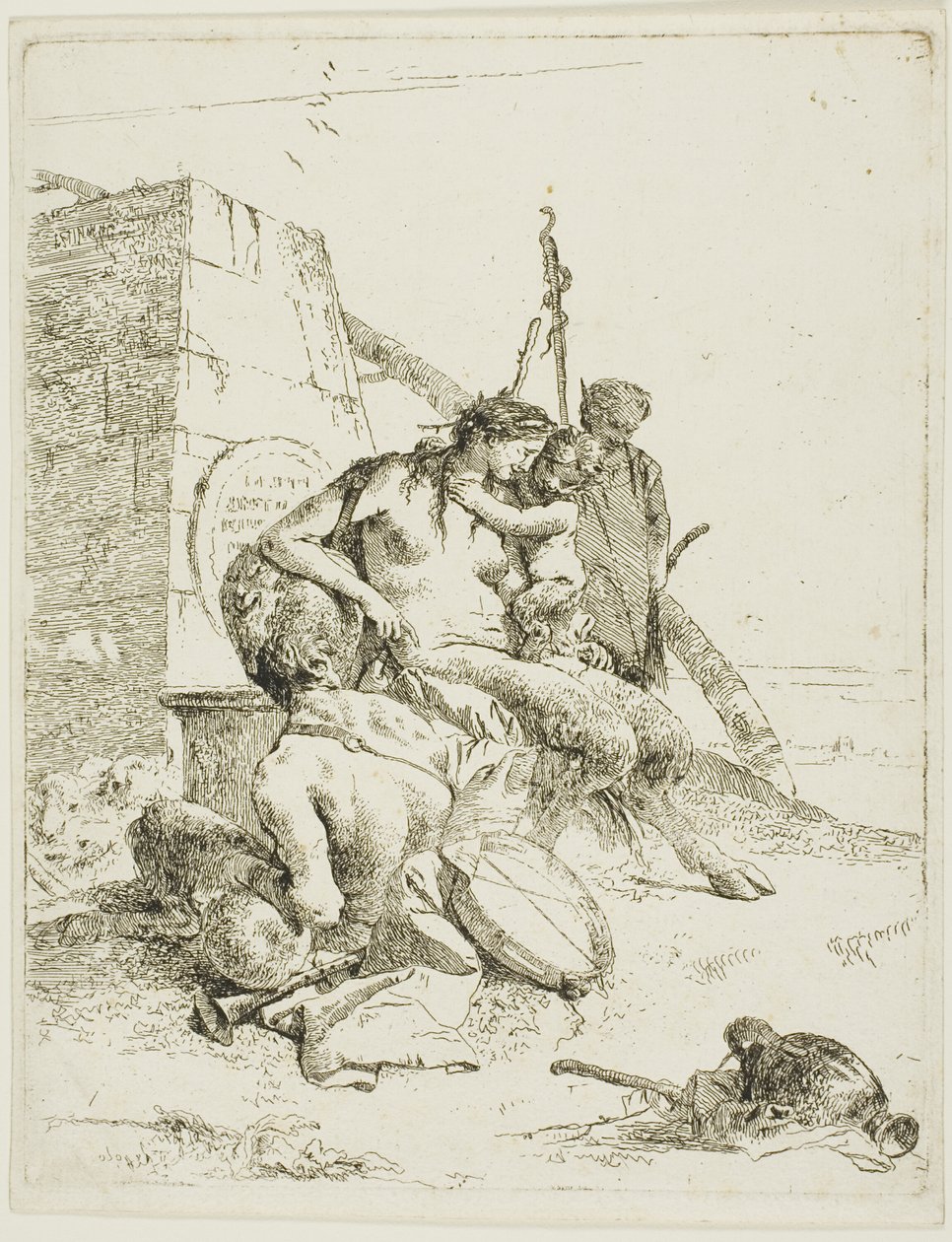 Rodzina Satyrów z Obeliskiem, ze Scherzi autorstwa Giambattista Tiepolo
