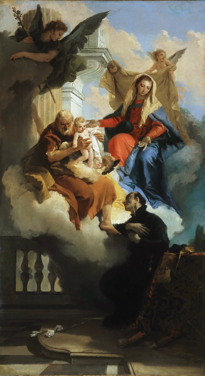 Święta Rodzina ukazująca się w wizji św. Kajetanowi, ok. 1735. autorstwa Giambattista Tiepolo
