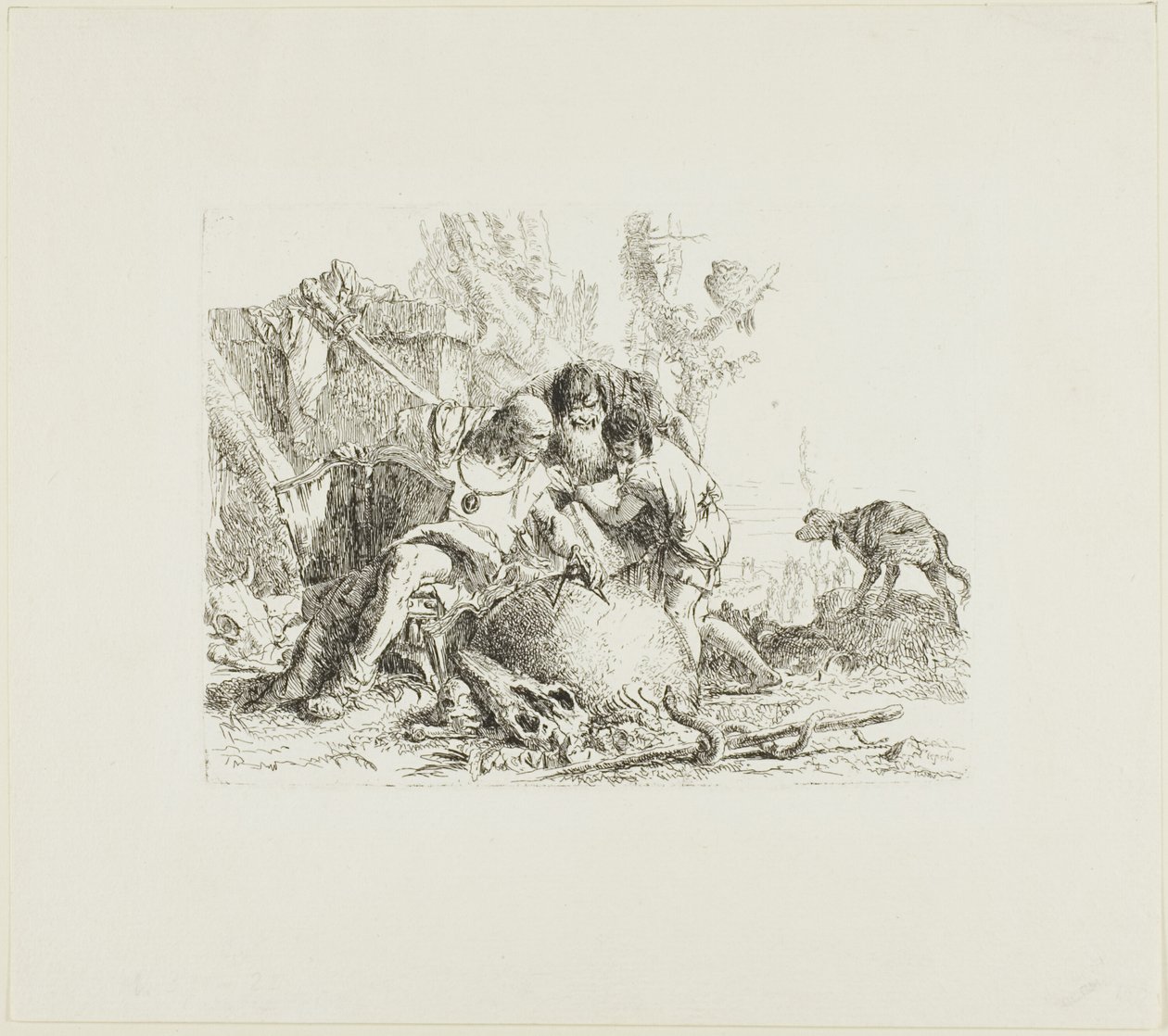 Dwóch magów i dziecko, z Scherzi autorstwa Giambattista Tiepolo