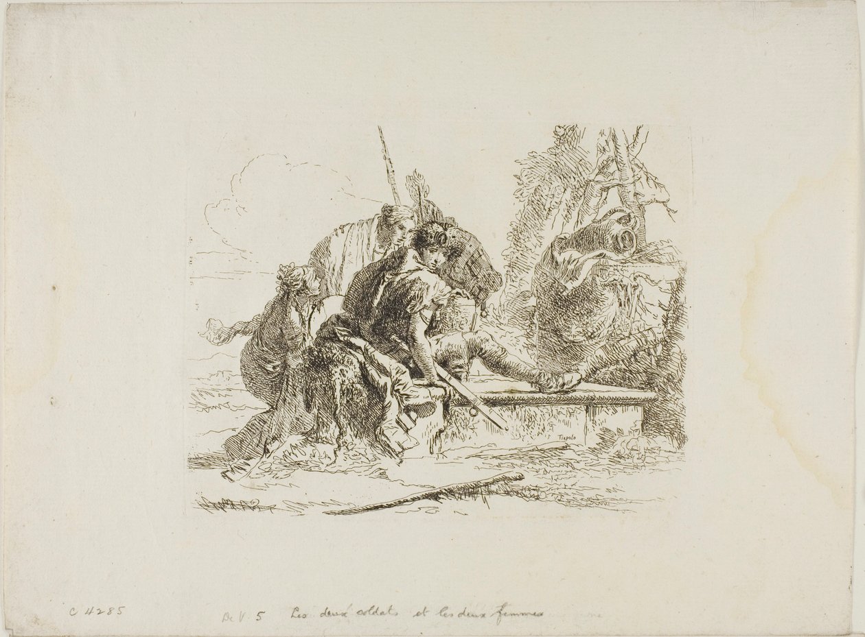 Dwóch żołnierzy i dwie kobiety z Capricci autorstwa Giambattista Tiepolo