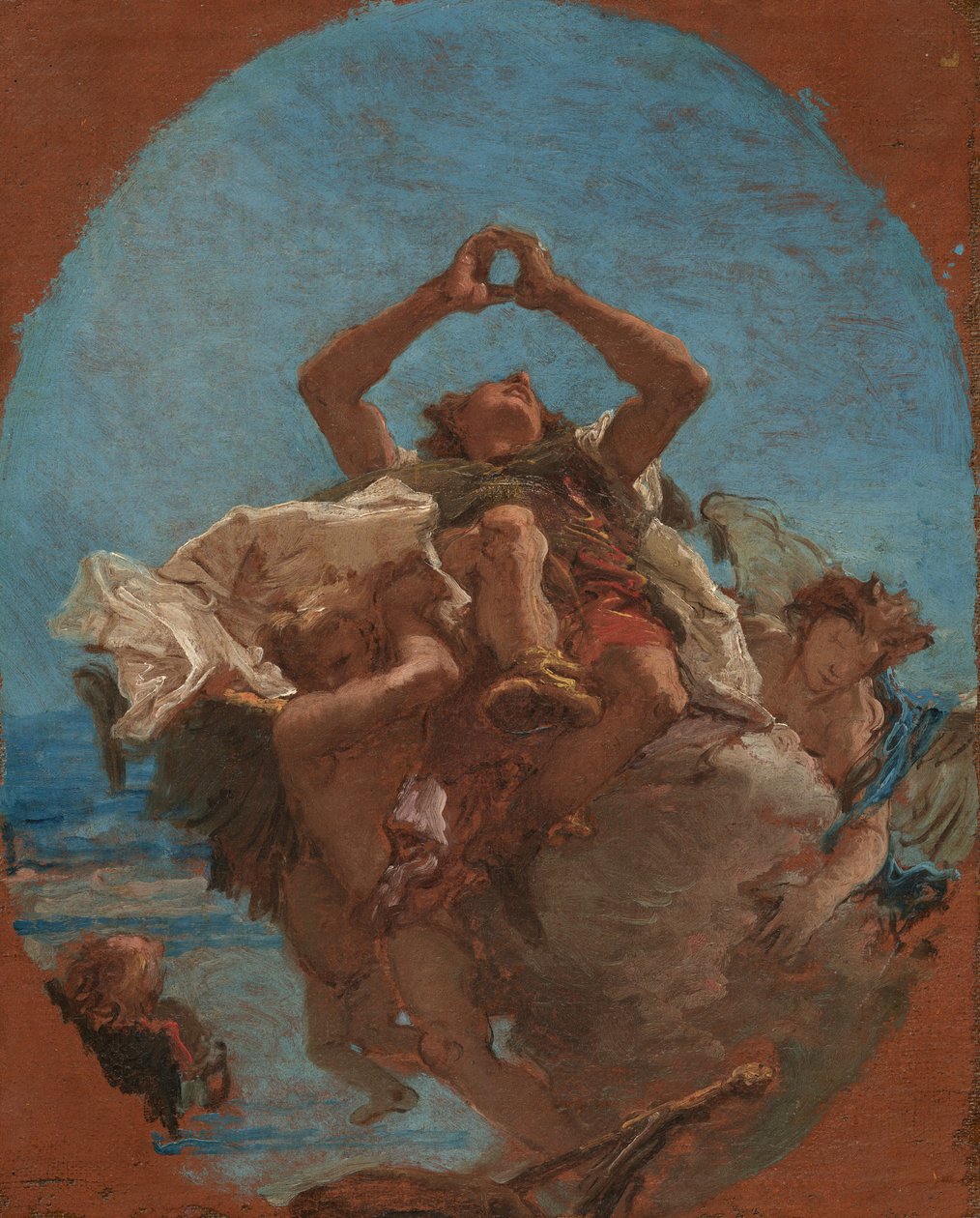 Święty Roch niesiony do nieba przez anioły, ok. 1735-1745 (olej na płótnie) autorstwa Giambattista & Tiepolo Giandomenico (1727-1804) Tiepolo