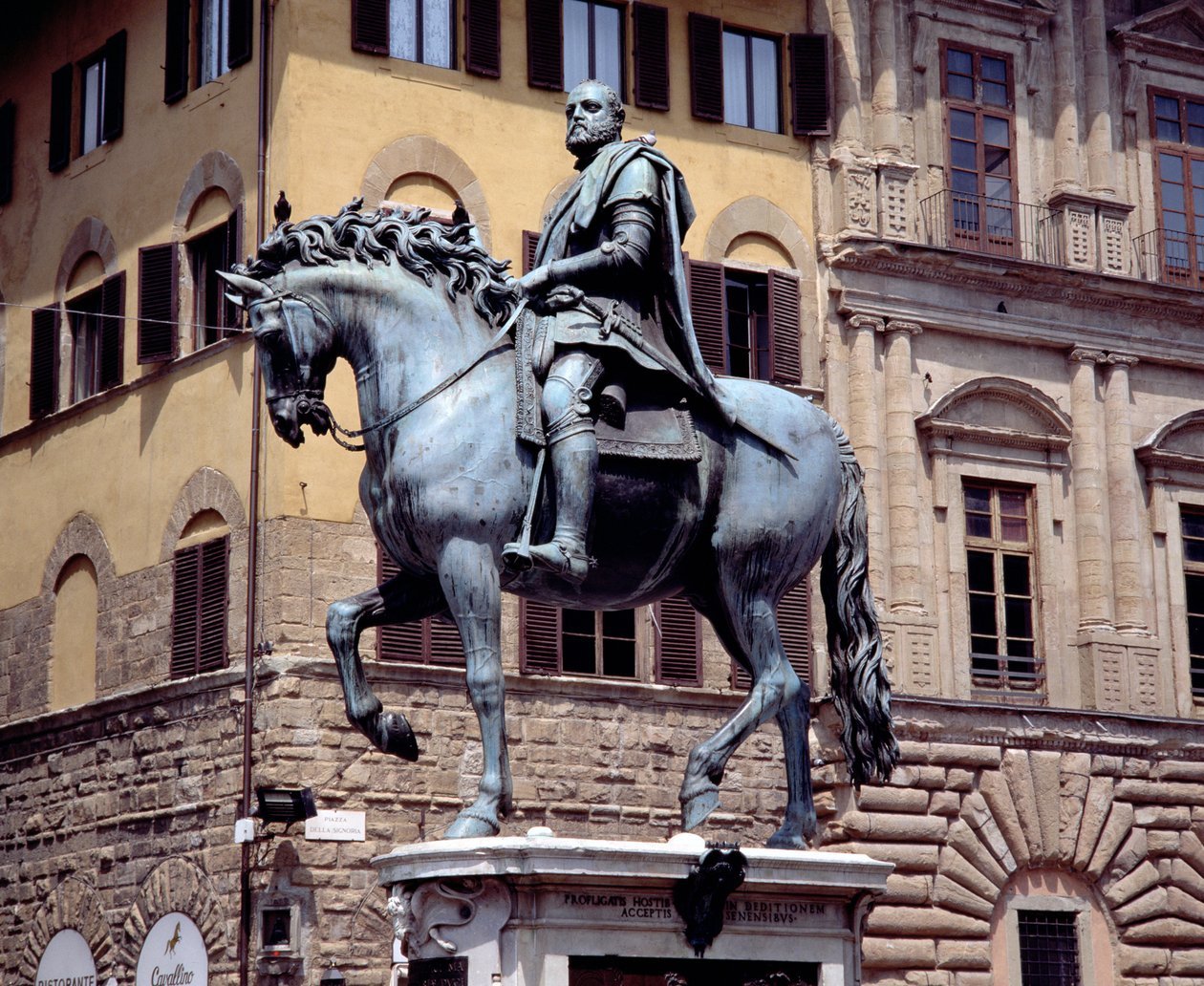 Statua konna Cosimo I, Wielkiego Księcia Toskanii (1541-87) 1587-93 (brąz) (patrz także 97649) autorstwa Giambologna