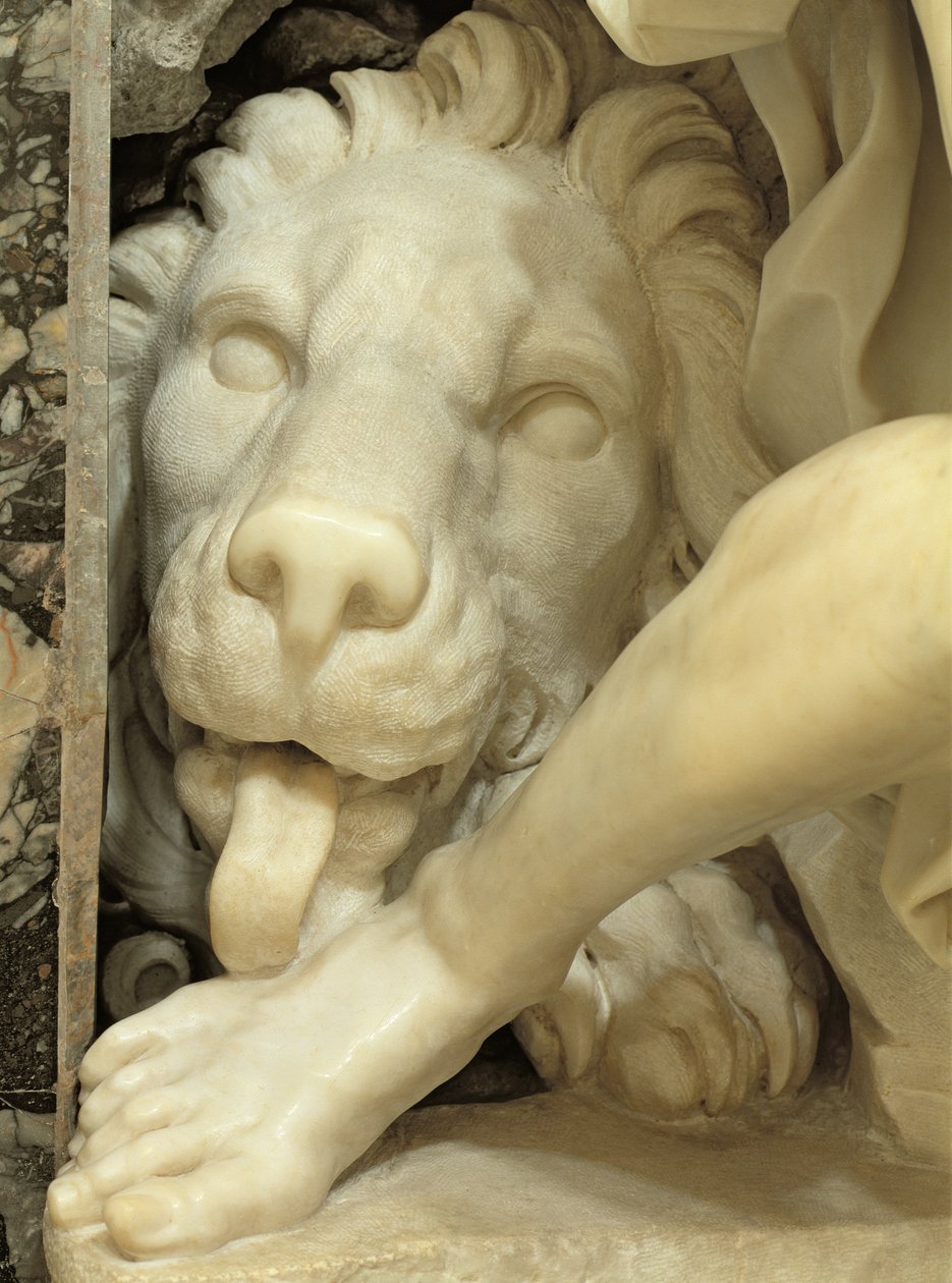 Lew liżący stopę Daniela detal z marmuru z 186919 autorstwa Gian Lorenzo Bernini