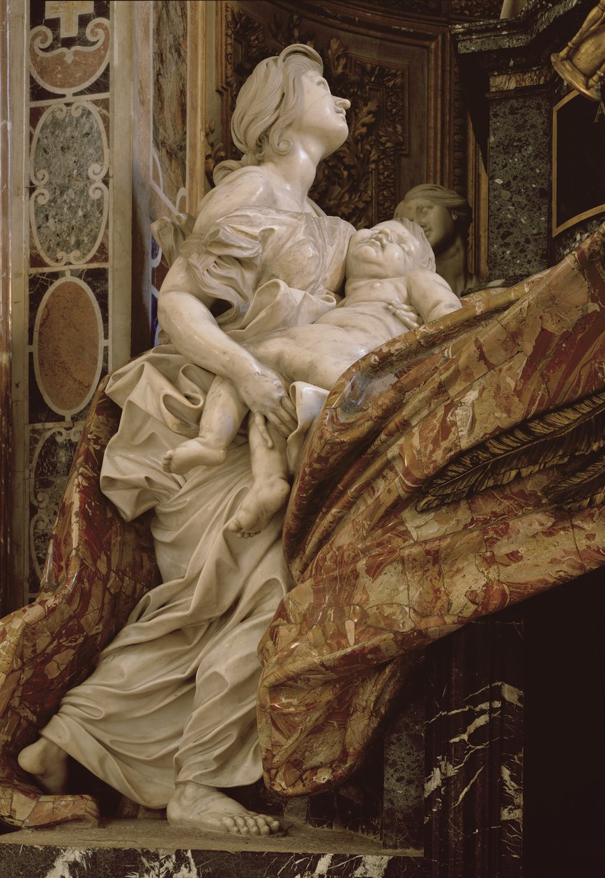 Dobroczynność z pomnika Aleksandra VII w transepcie północnym, 1672-78 (marmur i pozłacany brąz) autorstwa Gian Lorenzo Bernini