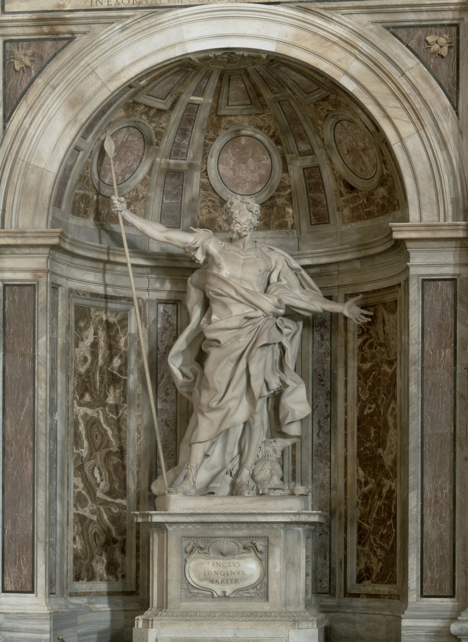 Posąg św. Longinusa, u podstawy czterech filarów podtrzymujących kopułę, 1631-38 autorstwa Gian Lorenzo Bernini