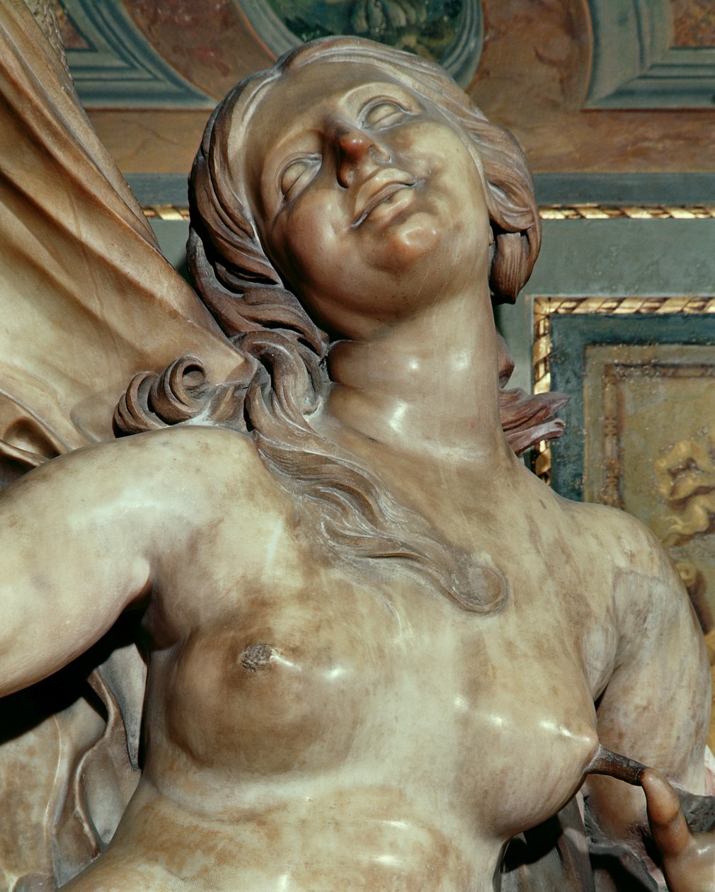 Prawda ujawniona przez czas, detal głowy, marmur ok. 1645-1652 autorstwa Gian Lorenzo Bernini