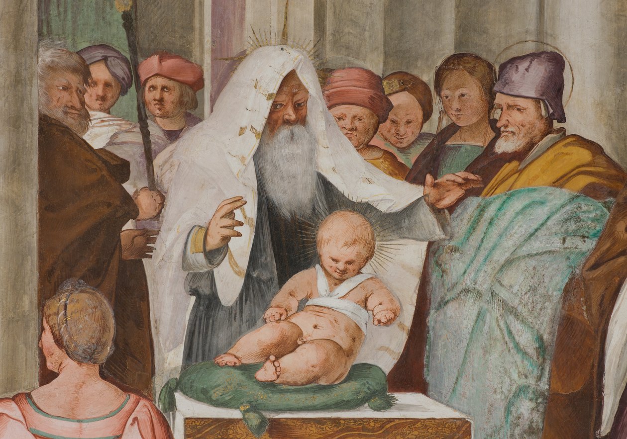 Nawa środkowa, piąte przęsło północne, Ofiarowanie do świątyni, Gian Francesco Bembo autorstwa Gian Francesco Bembo