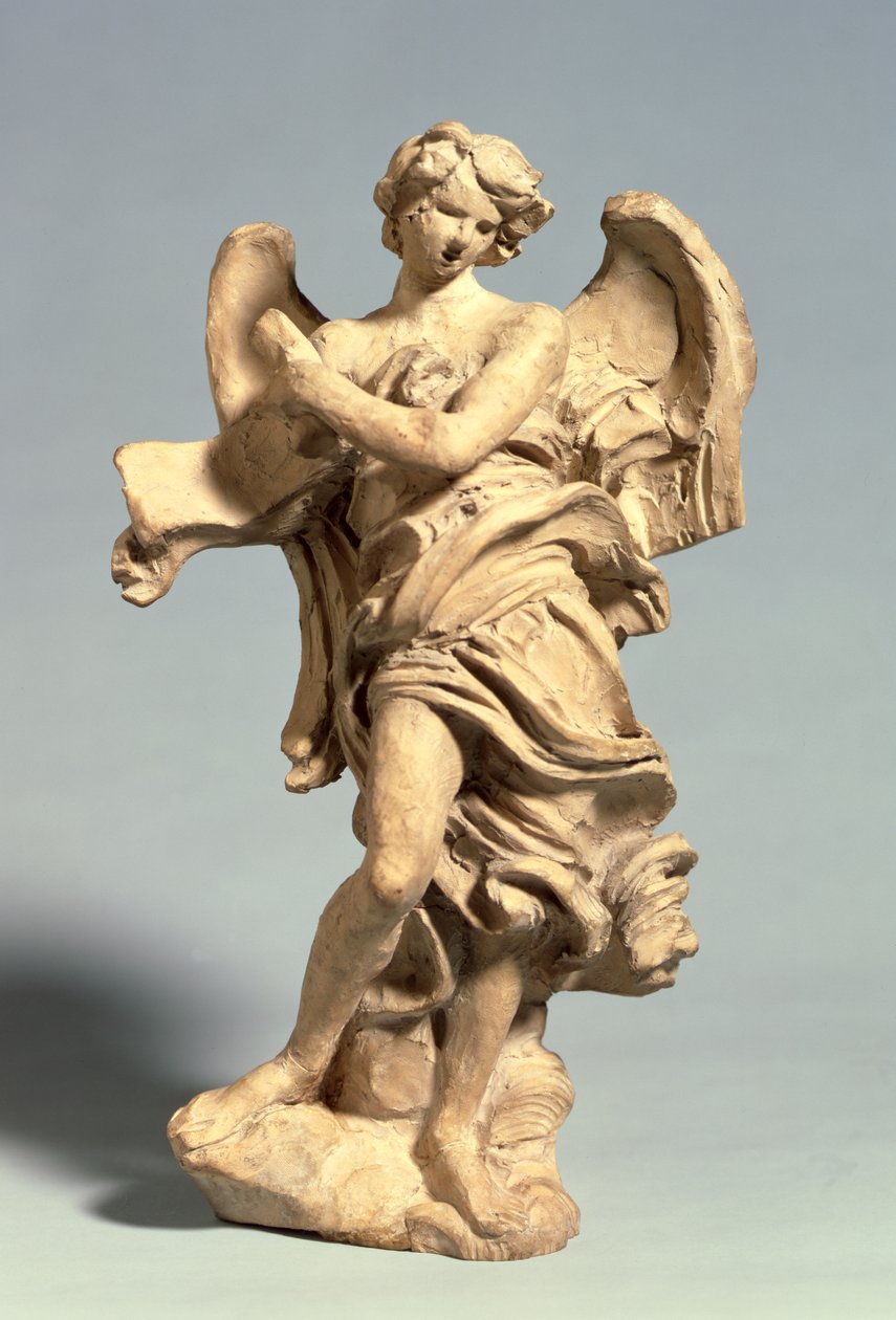 Anioł trzymający napis, ok. 1668-69 (glina niskopalona) autorstwa Gian Lorenzo Bernini