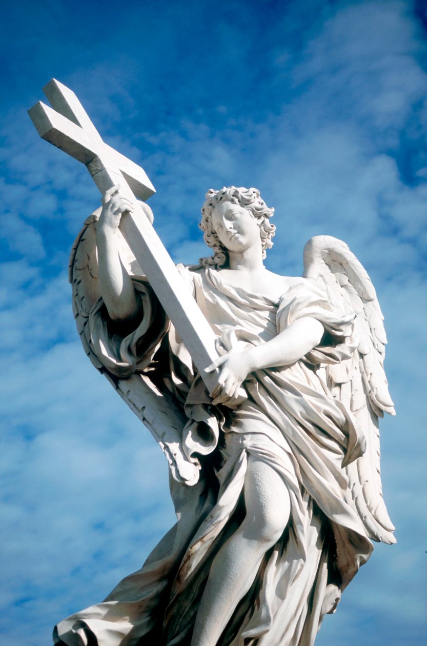 Anioł niosący krzyż, z Ponte St Angelo, Rzym, Włochy, 1669 autorstwa Gian Lorenzo Bernini