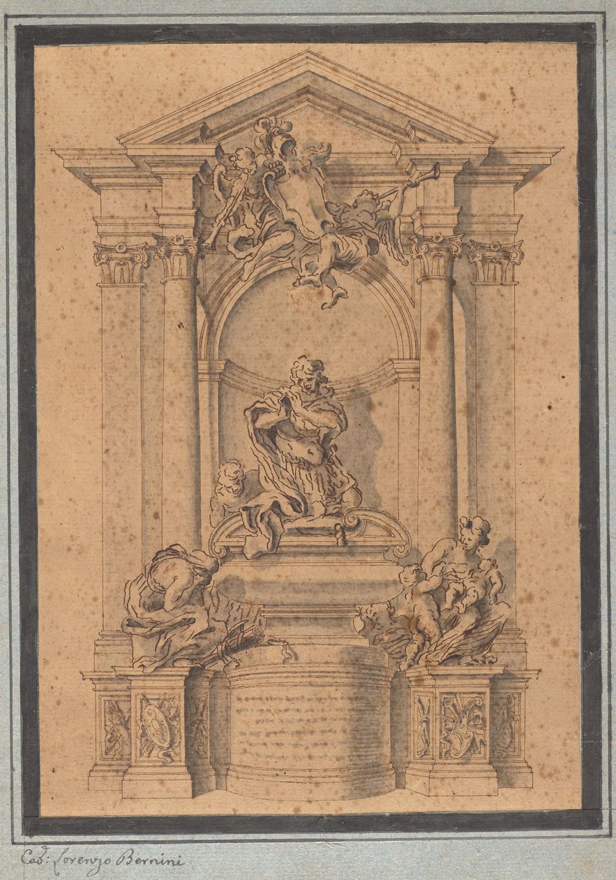 Entwurf für das Grabdenkmal eines Offiziers autorstwa Gian Lorenzo Bernini