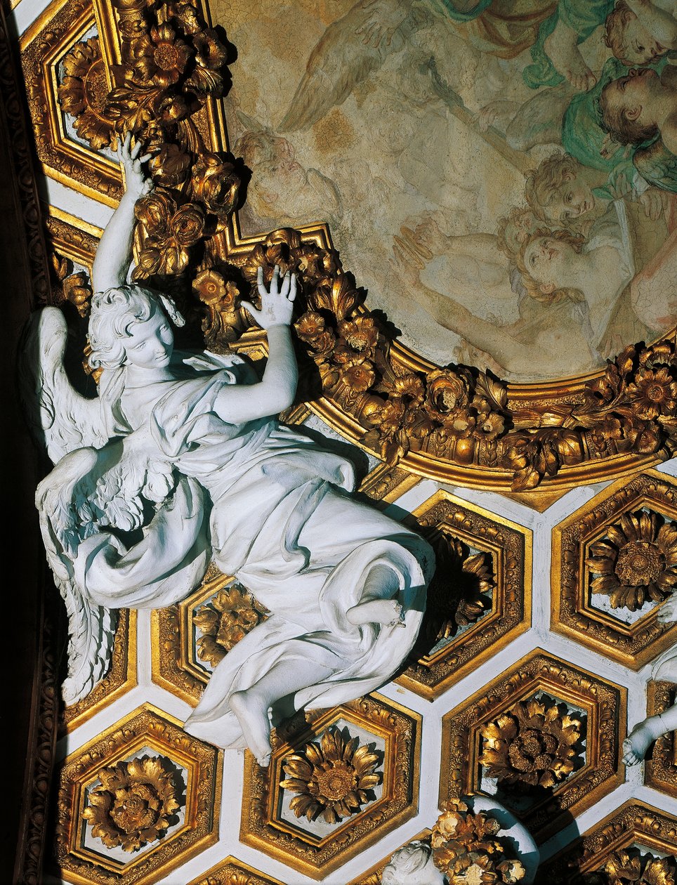 Detal dekoracji w stylu barokowym, kościół św Andrzeja na Kwirynale, architekt Gian Lorenzo Bernini (1598-1680), Rzym, Włochy autorstwa Gian Lorenzo Bernini