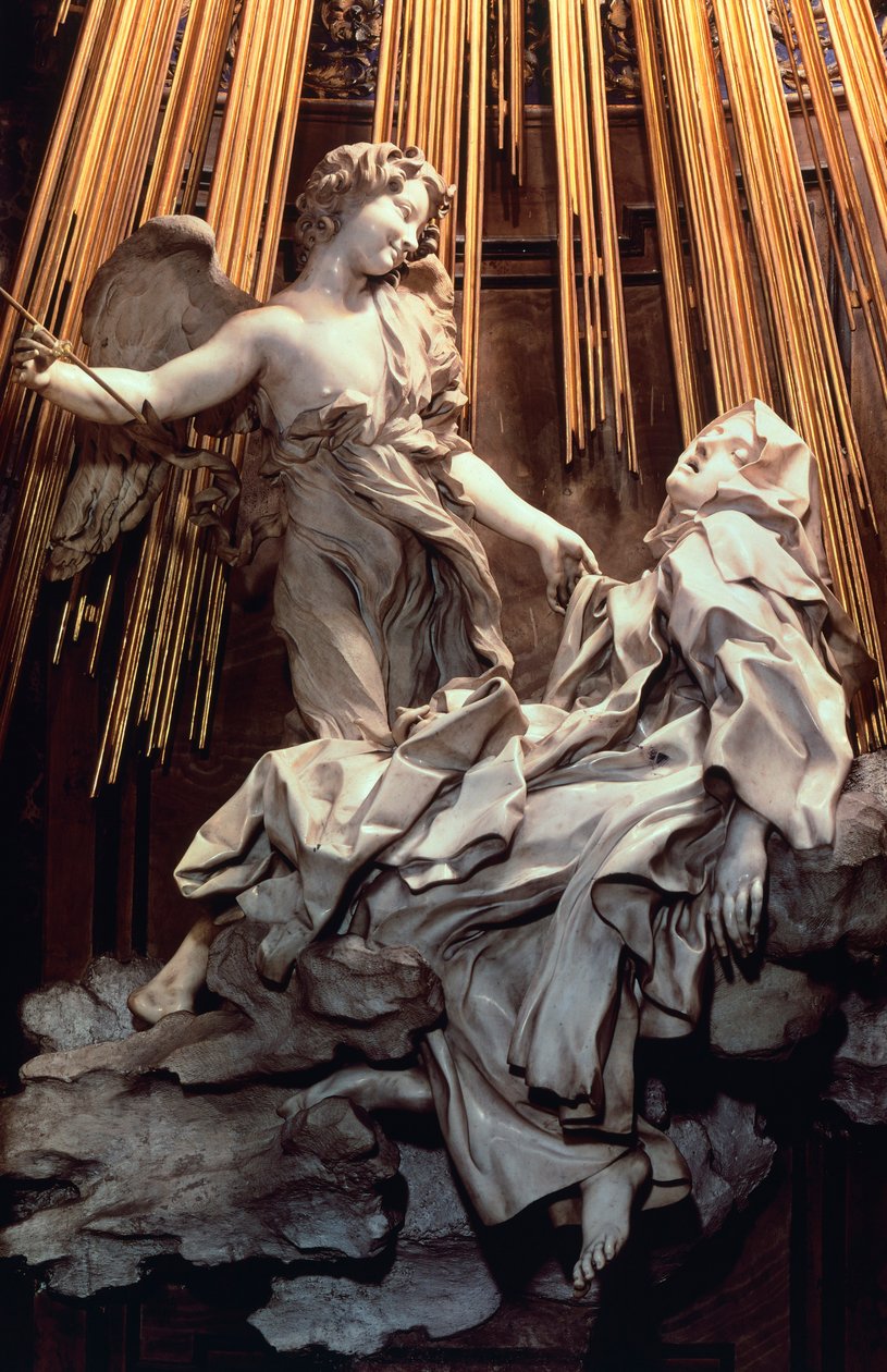 Włochy, Rzym, kaplica Cornaro kościoła Santa Maria della Vittoria, Ekstaza św. Teresy z Avili, autorstwa Gian Lorenzo Berniniego (1598-1680), rzeźba z marmuru i pozłacanego brązu autorstwa Gian Lorenzo Bernini