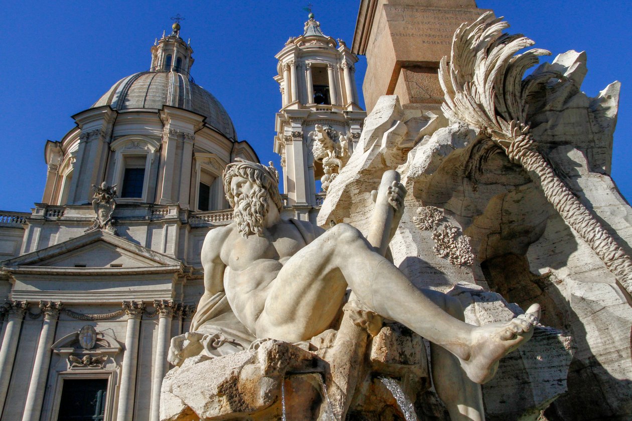Personifikacja rzeki Ganges, fragment z Fontanny Czterech Rzek autorstwa Gian Lorenzo Bernini