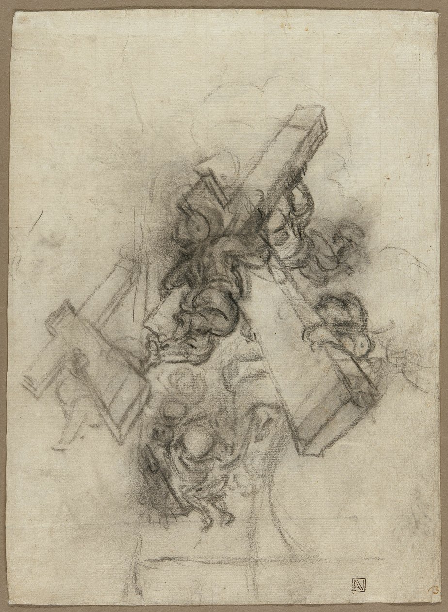 Putti niosące krzyż (recto); Studium dłoni (verso) autorstwa Gian Lorenzo Bernini