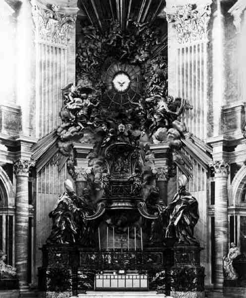 Cattedra, czyli biskupi tron (zdjęcie czarno-białe) autorstwa Gian Lorenzo Bernini