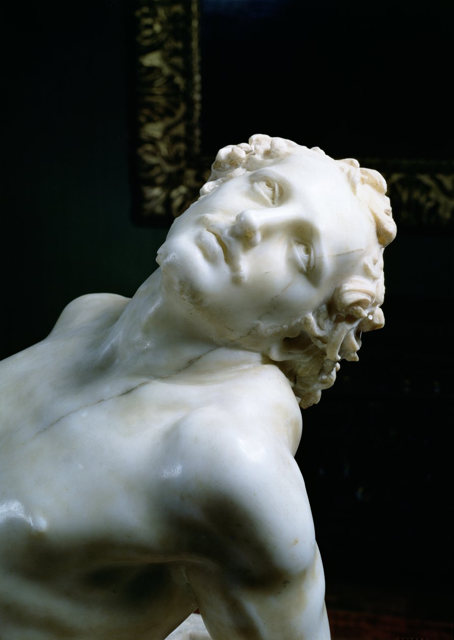Męczeństwo św. Wawrzyńca, detal głowy świętego, 1613 detal marmurowy z 106230 autorstwa Gian Lorenzo Bernini