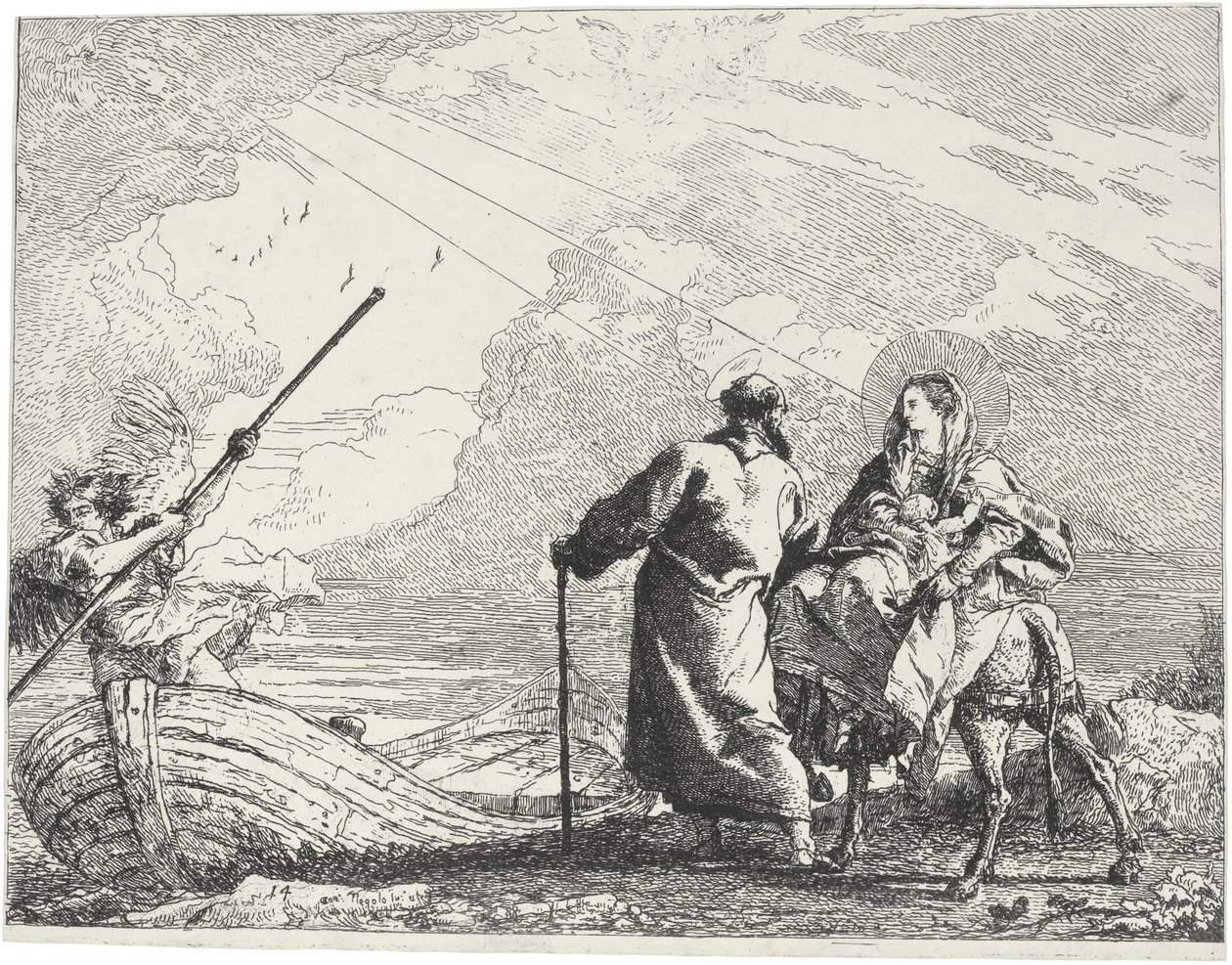 Malownicze pomysły na ucieczkę do Egiptu autorstwa Giovanni Domenico Tiepolo