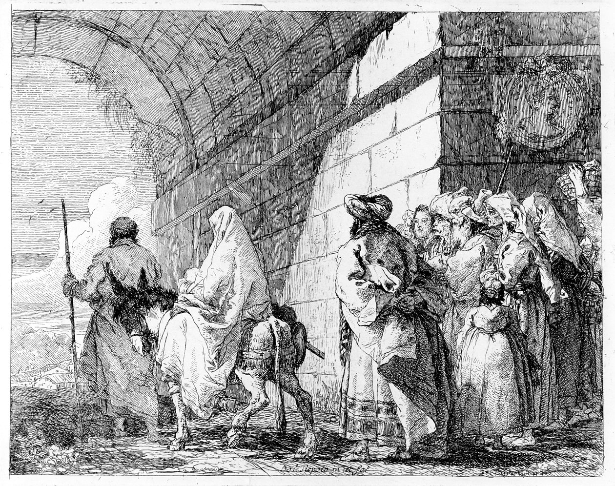 Ucieczka do Egiptu, ok. 1750 autorstwa Giovanni Domenico Tiepolo