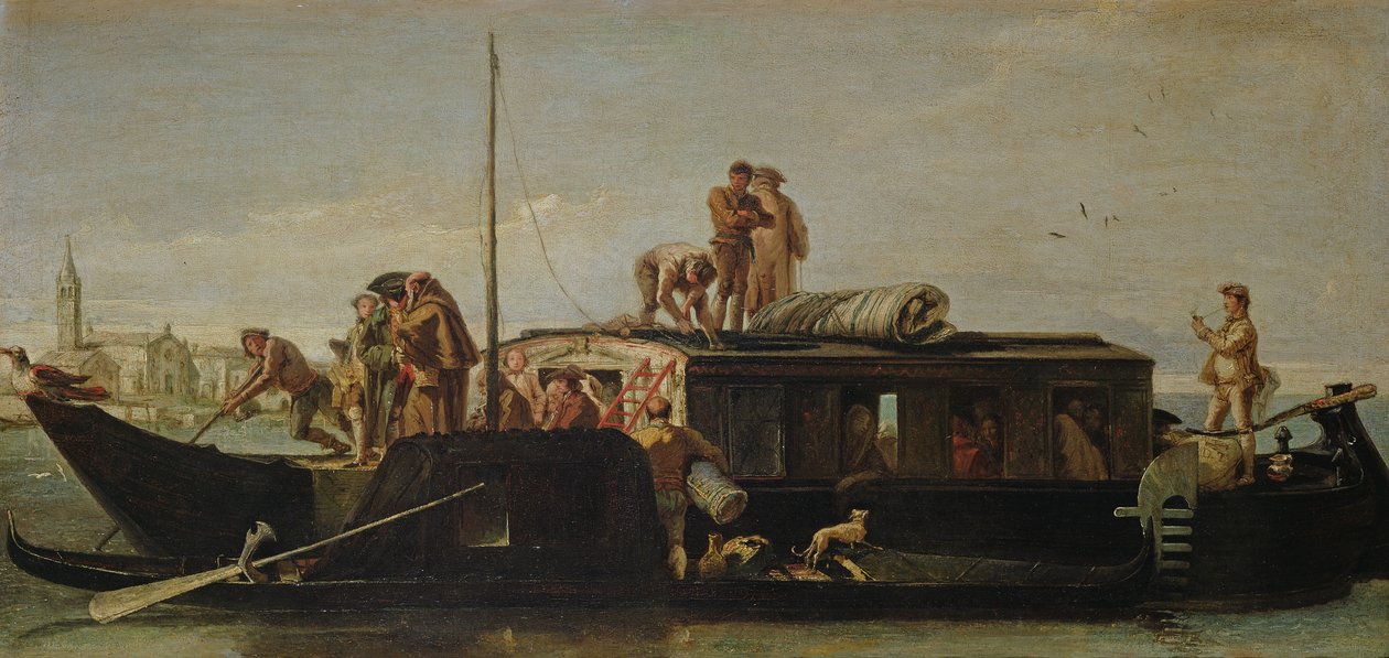 Wenecka barka pocztowa, 176070 autorstwa Giovanni Domenico Tiepolo