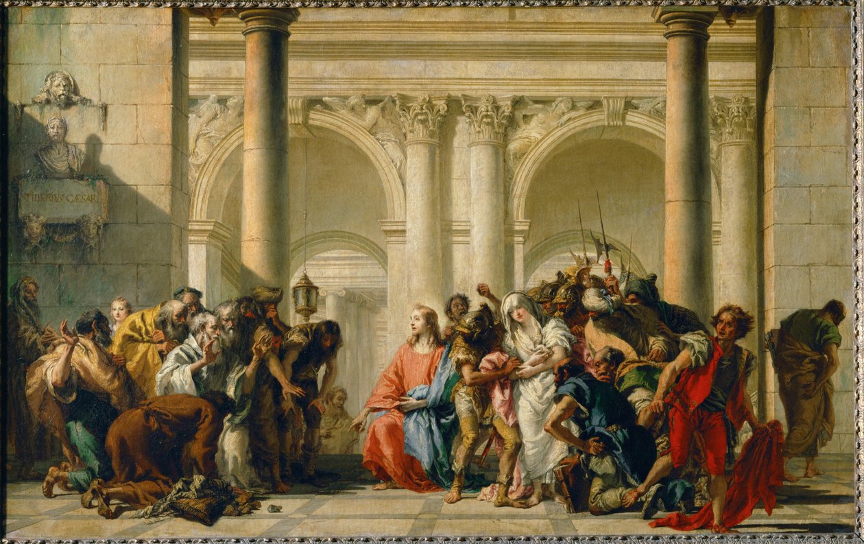 Le Christ et la femme adultere Chrystus i cudzołożnica ... autorstwa Giandomenico (1727-1804) Tiepolo