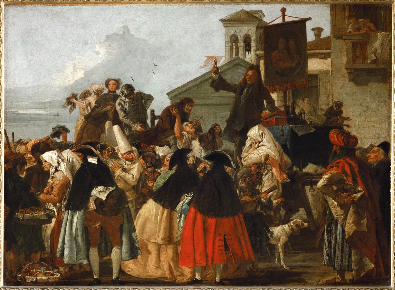 Le charlatan - dentysta ok. 1754-55 ... autorstwa Giandomenico (1727-1804) Tiepolo