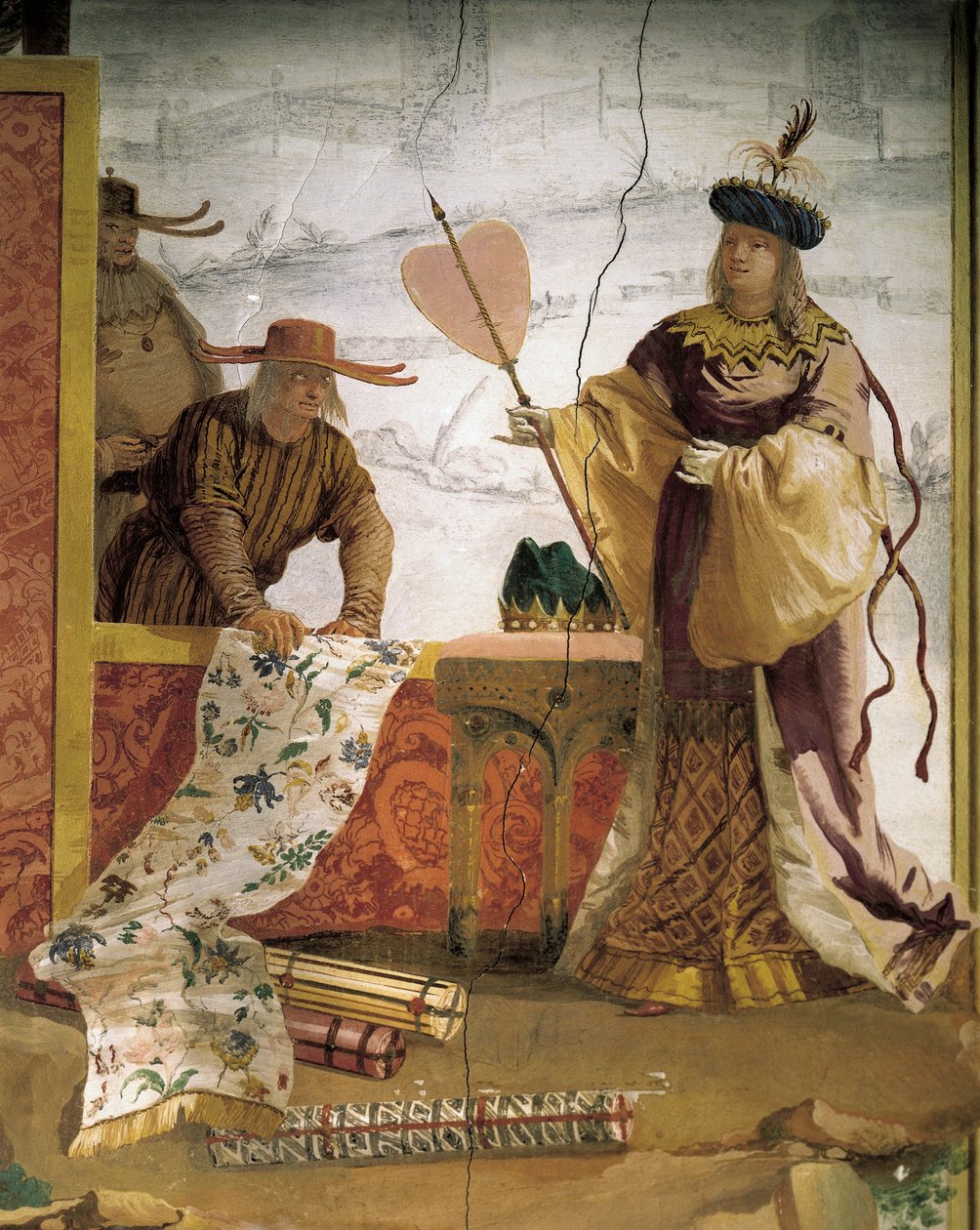 Chiński kupiec tekstylny, Giandomenico Tiepolo (1727-1804), fresk, Chiński pokój w Foresteria (pensjonat), Villa Valmarana „Ai Nani”, Vicenza, Włochy autorstwa Giandomenico (1727 1804) Tiepolo