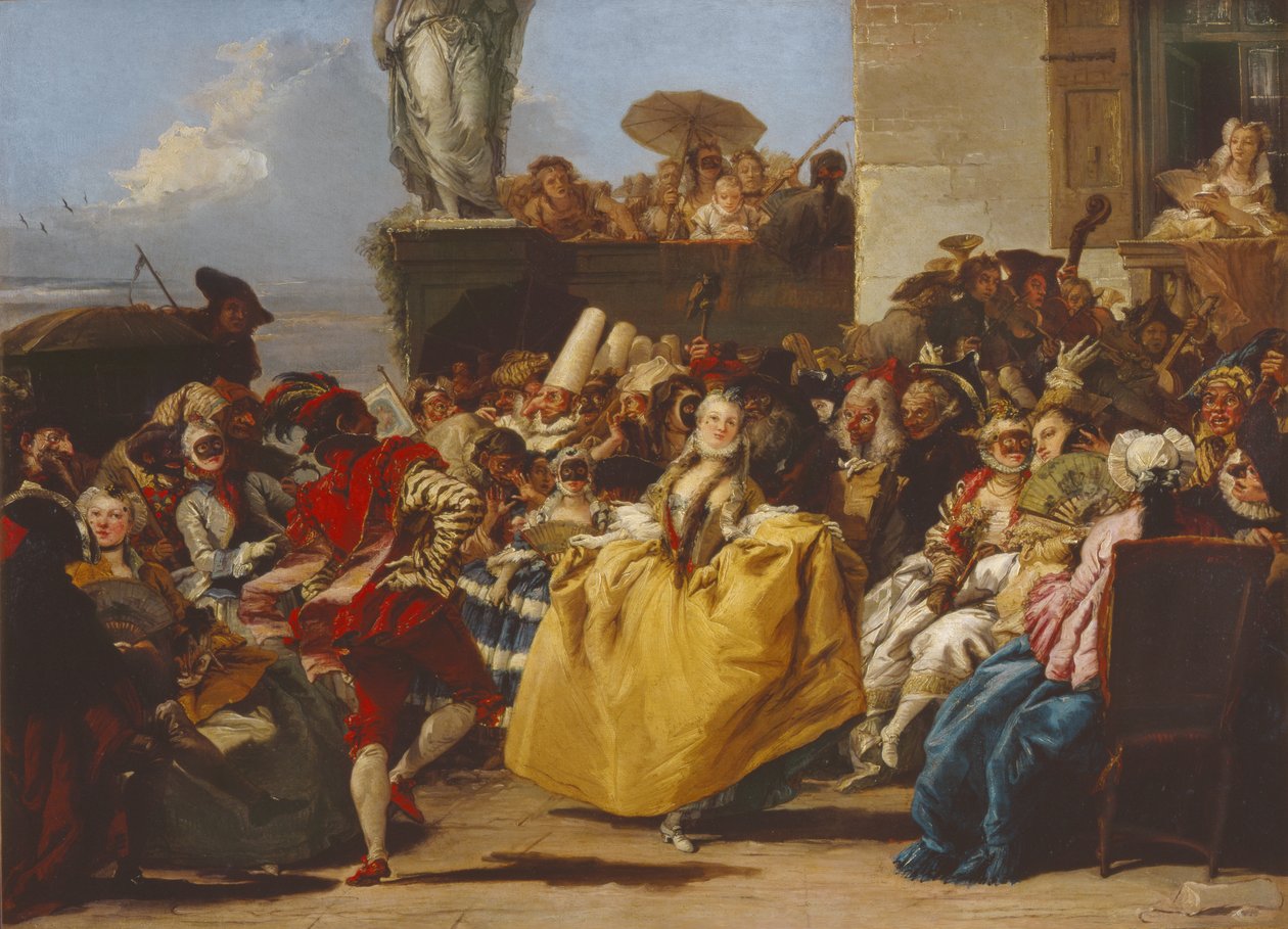 Scena Menueta lub Karnawału (olej na płótnie) autorstwa Giovanni Domenico Tiepolo