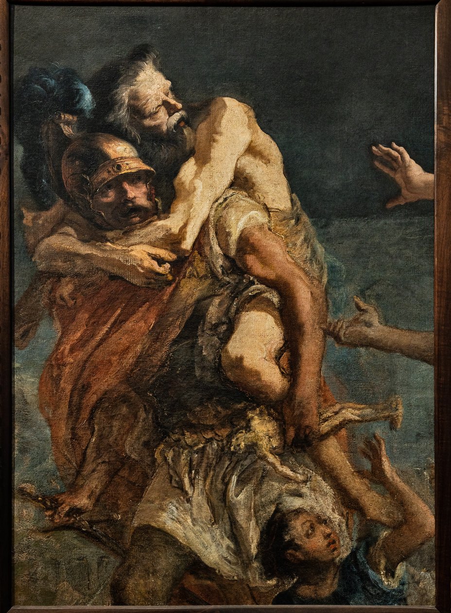 Eneasz, Anchizes i Askaniusz, ok. 1773 (olej na płótnie) autorstwa Giandomenico (1727 1804) Tiepolo