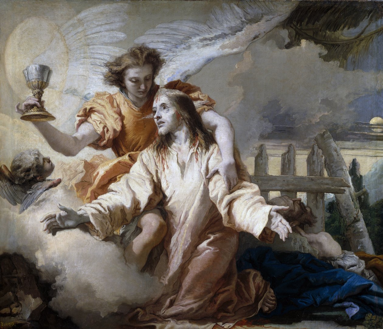 Agonie dans le jardin des oliviers - Agonia w ogrodzie - Tiepolo, Giandomenico (1727-1804) - 1772 - Olej na płótnie - 125x142 cm - Museo del Prado, Madryt autorstwa Giandomenico  Tiepolo