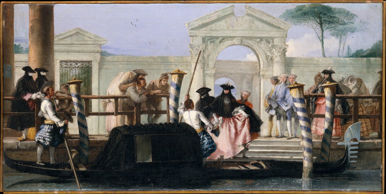 Odjazd gondoli (olej na płótnie) autorstwa Giovanni Domenico Tiepolo