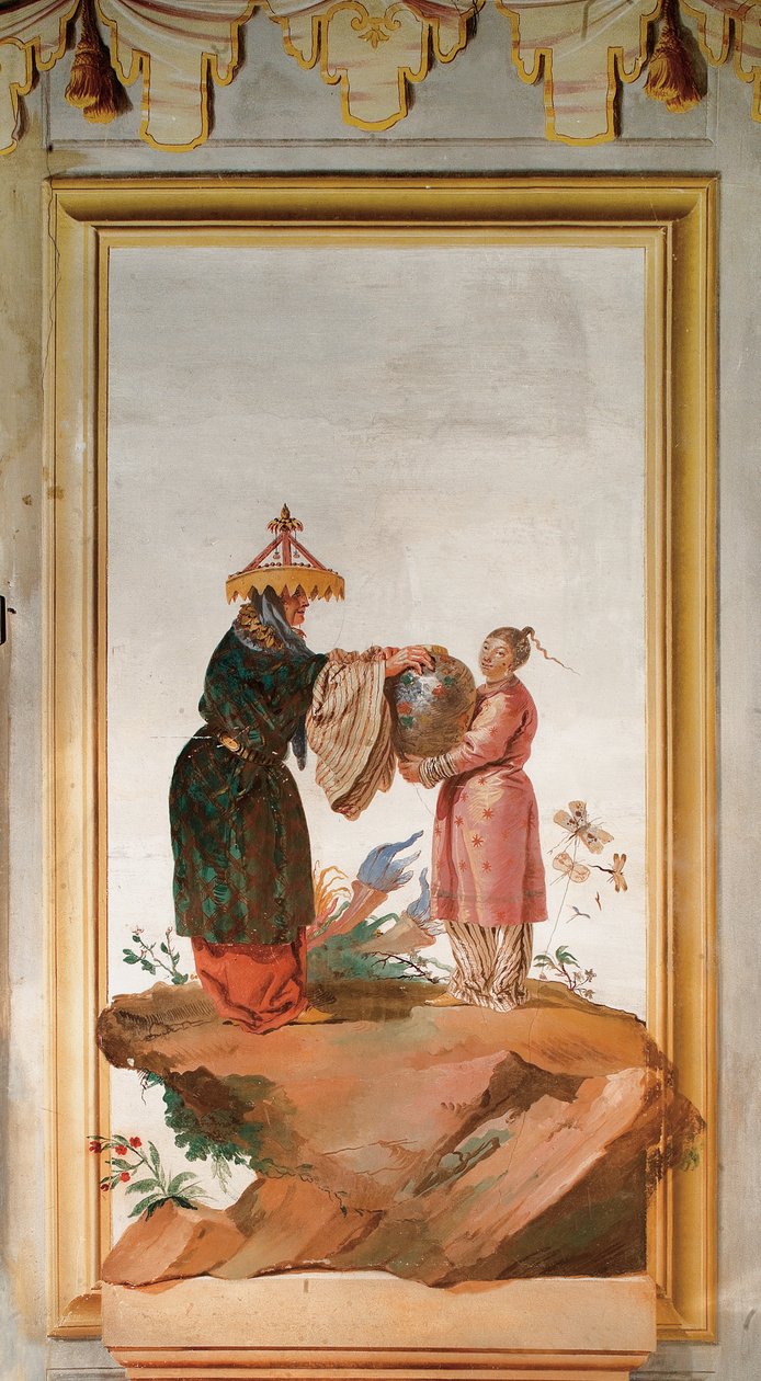 Dwie Figury z Wazonem, z Pokoju Chińskiego w Foresterii autorstwa Giovanni Domenico Tiepolo