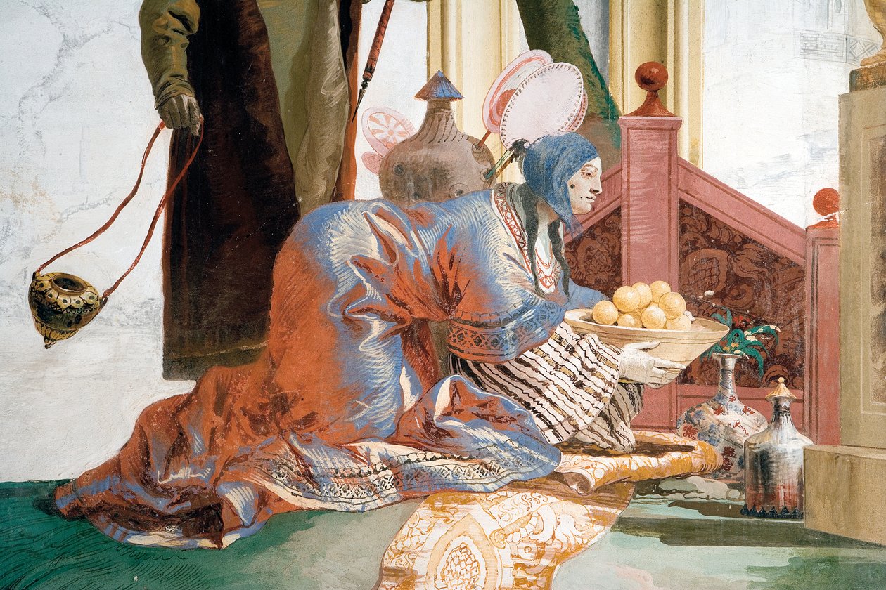 Fragment z Ofiarowania Owoców Księżycowemu Bóstwu, z Chińskiej Komnaty w Foresterii, 1757 autorstwa Giovanni Domenico Tiepolo